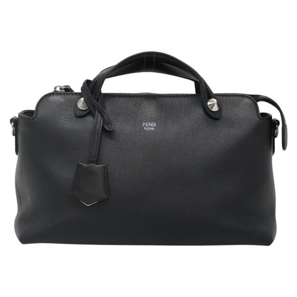 FENDI Hand Bag Leather Black Silver - Picture 2 of 14